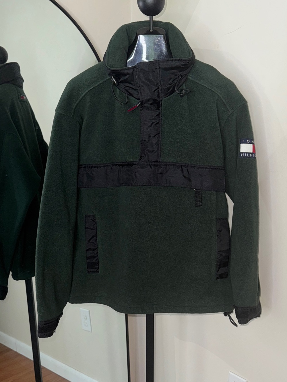 Tommy Hilfiger Vintage90s Fleece 1/4 Zip Anorak Jacket Men's Green Size L